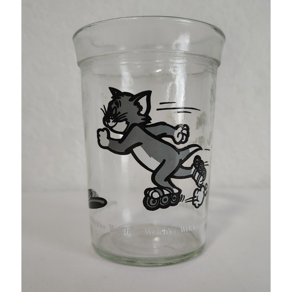 Vintage 1990 Welch's Tom & Jerry Jelly Jam Jar Cup Glass Collectible Glassware